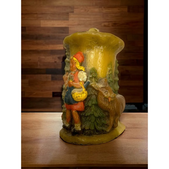 Vintage German Johann Gunter Walldurn Baden Carved Candle Little Red Riding Hood - Picture 2 of 4